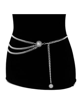 VALSEEL Vintage Gold Flower Circle Waistband Metal Waist Chain Belt Wide  Women 