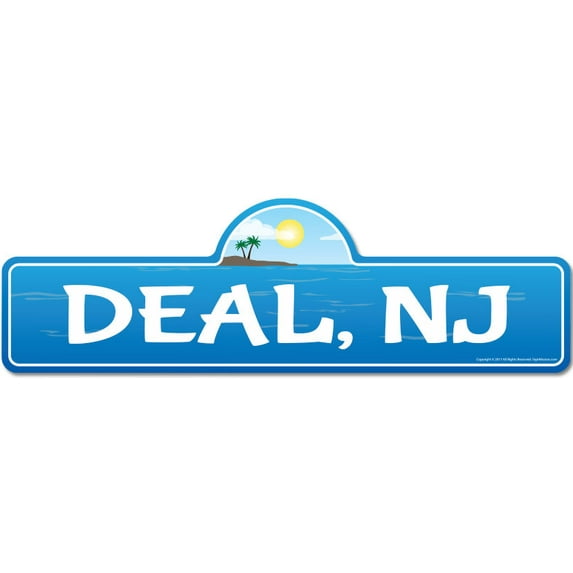 Deal NJ New Jersey Beach Street Sign | Indoor/Outdoor | Surfer Ocean Lover Décor For Beach House Garages Living Rooms Bedroom | Signmission Personalized Gift