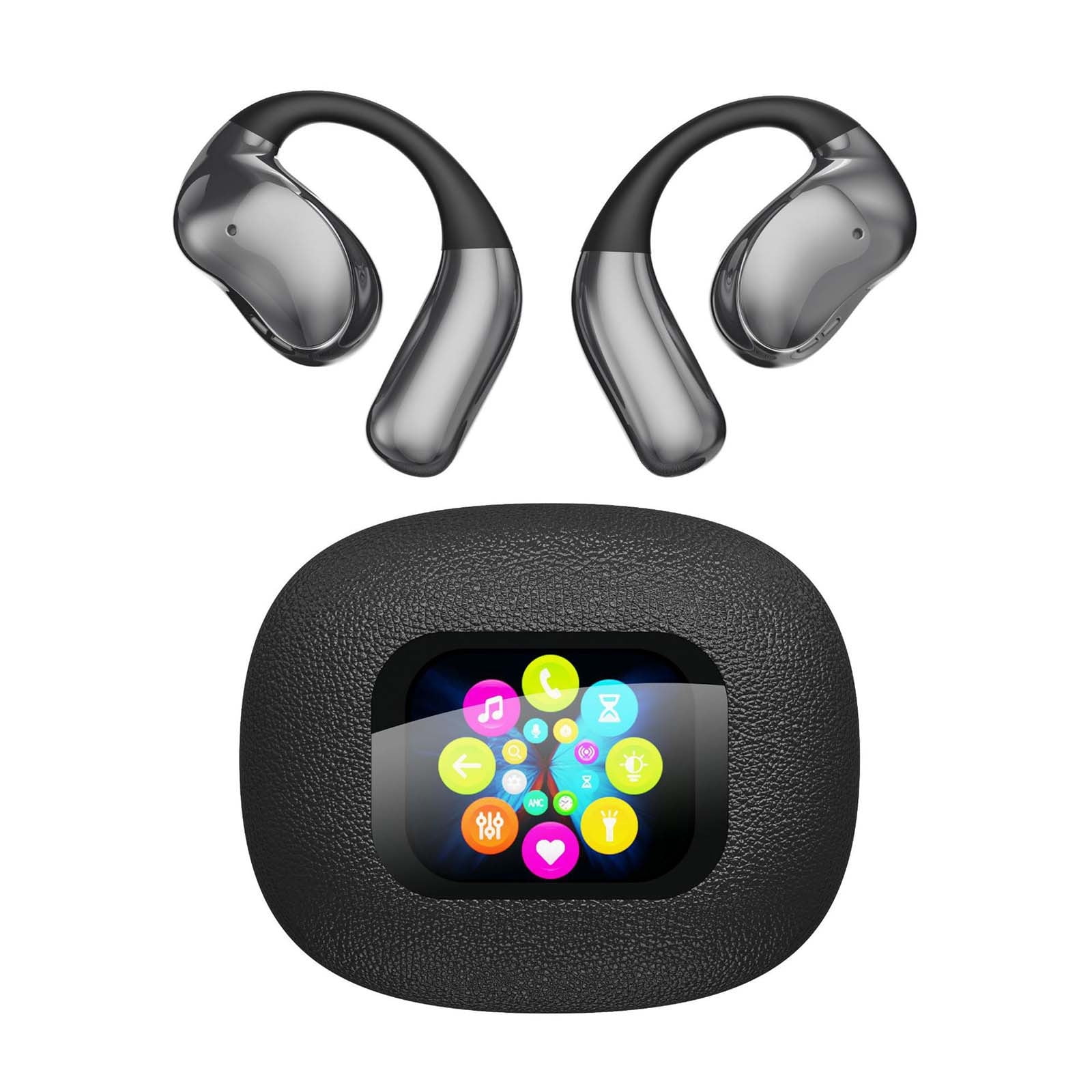 Open-Ear, Bone Conduction Sport Headphones - Sweat Resistant, Workout Headphones with 30ft Bluetooth - Secure, Comfortable Fit - Deep Bass and Smart Mic App