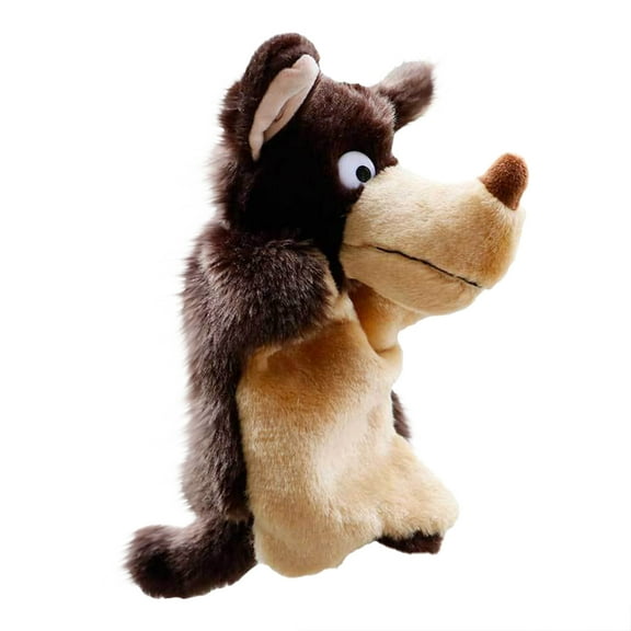 Deal Sale! Grey Brown Wolf Plush Toy Hand Puppet Gift Animal Doll Kindergarten Early Education Toys Parent Child Toys Finger Puppets Birthday Gift For Boys And Girls