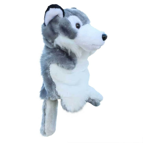 Deal Sale! Grey Brown Wolf Plush Toy Hand Puppet Gift Animal Doll Kindergarten Early Education Toys Parent Child Toys Finger Puppets Birthday Gift For Boys And Girls