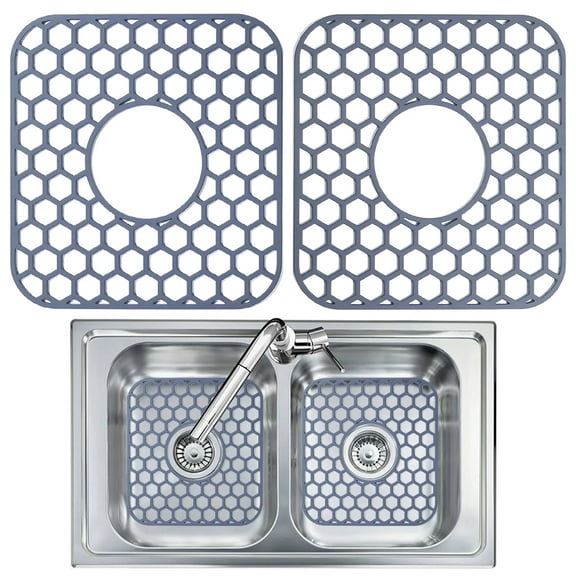 Silicone Sink Protectors for Kitchen Sink - 2 Packs Kitchen Sink Mats for Bottom of Sink, Non-Slip Sink Accessories Flexible Sink Protector Mat (12.4x11.4 inch)