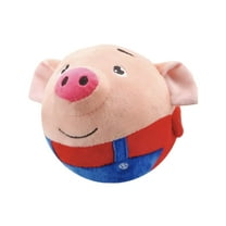 Usb Rechargeable Dog Plush Toy Singing Talking Bouncing Jump Ball Pet Essential (Red Pig)