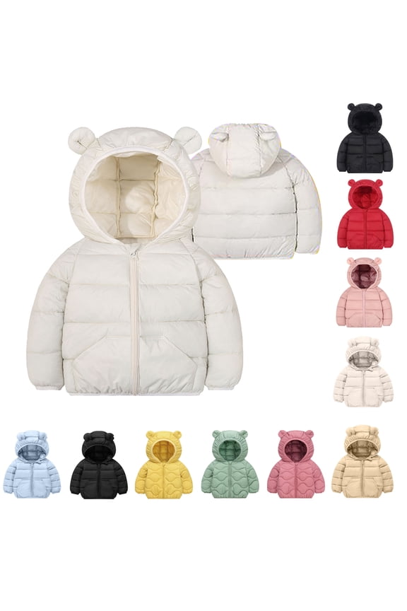 Deal of The Week Baby and Toddler Boys Crewneck Sweatshirts Toddler Kids Boys Girls Winter Printed Fleece Padded Jacket Hooded Zip Jacket Coat With Pocket Ndbuld White 2 Years