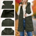 thumbnail image 1 of Deal of The Week Hoodies for Women Winter Fleece Sweatshirt - Full Zip Up Women's Casual Winter Long Puffer Stand Collar Sleeveless Puffy Jackets Coat With Pockets Army Green S, 1 of 9