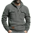 thumbnail image 1 of Men's Fashion Hoodies & Sweatshirts Men's Heavy Pullover Hoodie Men's Hoodie With Velvet Buttons Fashionable And Casual Arm Pocket Top Men's Hoodie,Dark Gray,M, 1 of 2