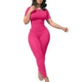 thumbnail image 1 of Oversized Tshirts for Women Women's 2 Piece Outfits Matching Knit Sweater Sets Pullover Tops and High Waisted Pants Tracksuit Sweatsuit Ndbuld Hot Pink L, 1 of 6