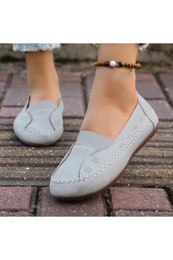 Deal of The Week Women's Ballet Shoes Comfortable Slip on Round Toe Flat Casual Shoes Women's Fashionable Casual Solid Color Outdoor Lightweight Moccasins Work Flat Shoes Gray 39