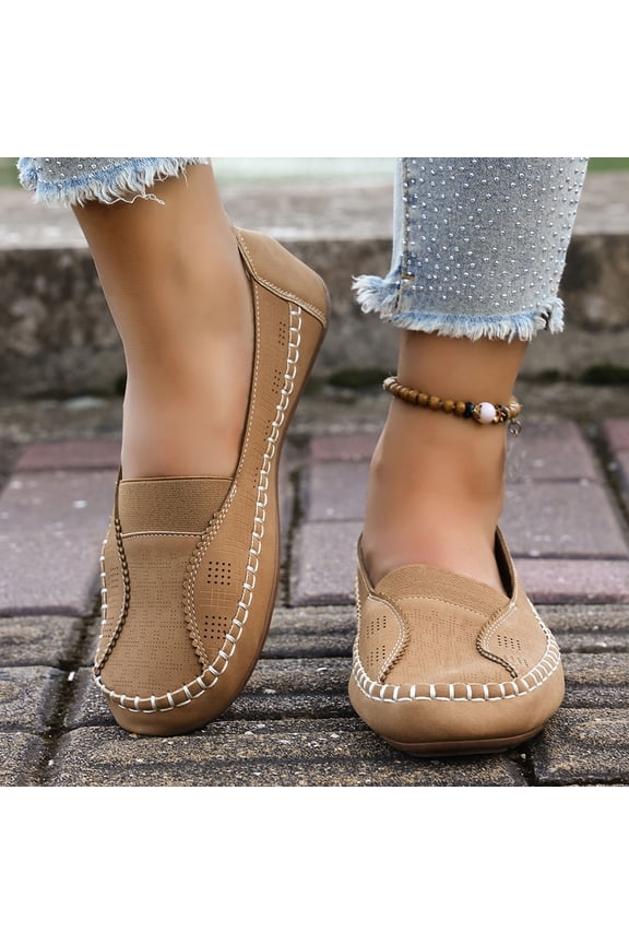 Deal of The Week Women's Ballet Shoes Comfortable Slip on Round Toe Flat Casual Shoes Women's Fashionable Casual Solid Color Outdoor Lightweight Moccasins Work Flat Shoes Brown 40