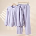 thumbnail image 1 of Deal of The Week Women's Pajama Set 2 Pieces Soft Sleepwear Set Women Casual Plaid Round-Neck Long Sleeve Blouse Fashion Long Pants Pajamas Suit,Purple,M, 1 of 3