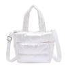 Woman Quilted Shoulder Bag Large Capacity Solid Color Puffy Tote Handbag Decor Bag (White)