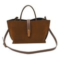 thumbnail image 1 of Women Faux Suede Tote Bag Fashion Shoulder Bag Outdoor Travel Bag Decor Bag (Brown), 1 of 10