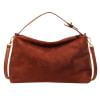 Women Suede Shoulder Bag Adjustable Strap Hobo Purse Zipper Handbag Decor Bag (Brown)