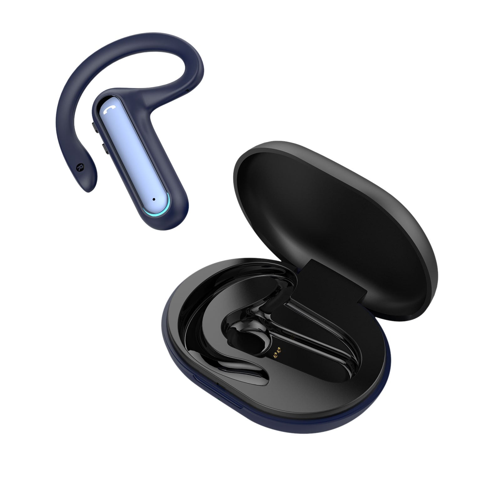 Open Ear Bluetooth Headset With Mic - Noise Cancelling, Dual Connect 5.4, Lightweight For Work & Calls (Black)