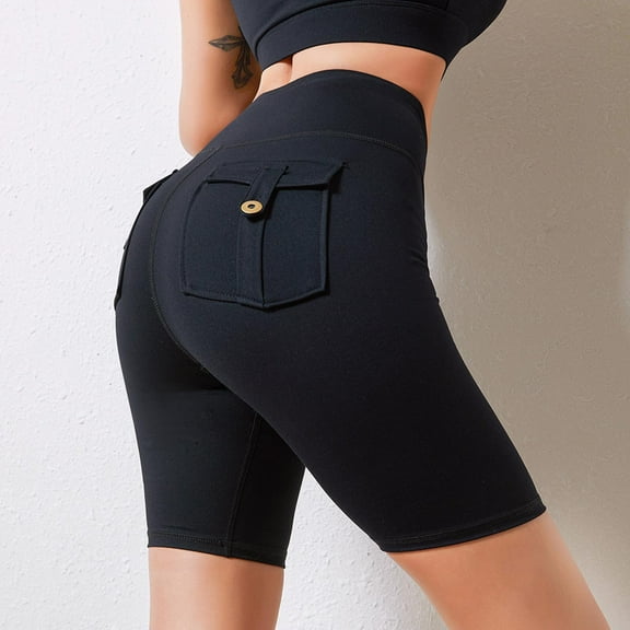 Ndbuld Shorts for Women Women's Sports Shorts Casual Comfortable Cargo Half Shorts High Waisted Cropped Pants,Black,L