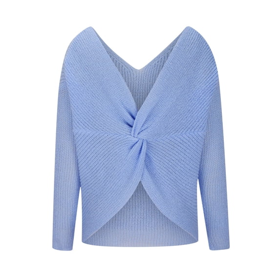 Deal for Days Holiday Decor Ofreoo Women'sAnd Winter Knitted Shirt V-neck Pullover Medium Length Lazy Style Sweater Fall Clothes for Women 2024
