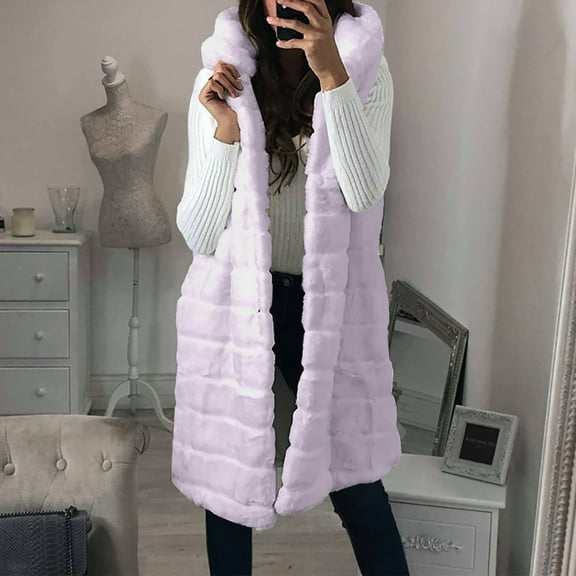 Deal for Days Holiday Decor Ofreoo Womens FauxGilet Long Sleeve Waistcoat Body Warmer Jacket Coat Outwear Fall Outfits for Women 2024