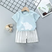 Deal of The Day! Pitauce Toddler Clothes Cartoon Fashion Cute Print Pattern Short Sleeve Clothes Two-piece Casual Top+Shorts Suits Seaside Outfits