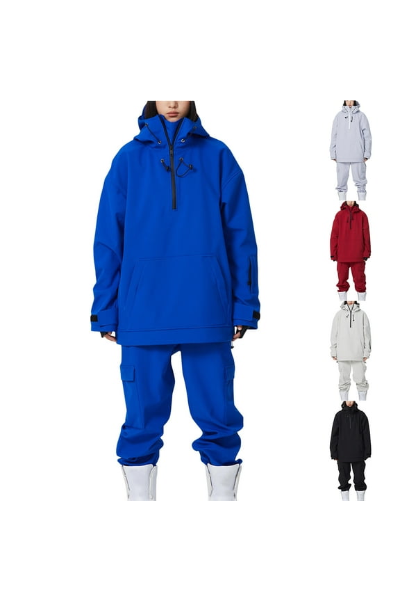 Women Ski Jacket and Pants Set Winter Windproof Single/Double Skateboarding Skiwear Warm And Fashionable Skiwear Clothes Set Blue S