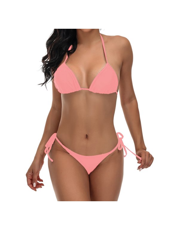 Deal of the Week Ofreoo Cheeky Thong Bikini Mini String Swimsuits with Ties for Women
