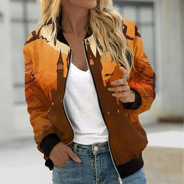 Deal of the Week Ofreoo Fashion Women's Casual Printed Cardigan Jacket Zippered Long Sleeved Top Winter Coats for Women 2024