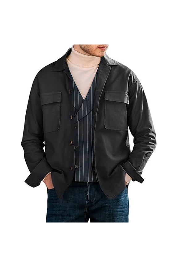 Deal of the Week Ofreoo Men's Lightweight Jackets Full Leisure Solid Color Casual Windbreaker Coat with Zip Pockets