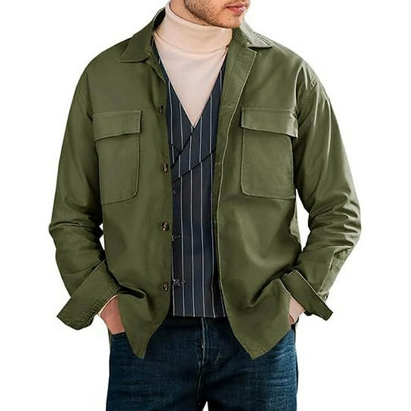 Deal of the Week Ofreoo Men's Lightweight Jackets Full Leisure Solid Color Casual Windbreaker Coat with Zip Pockets