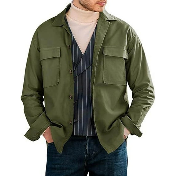 Deal of the Week Ofreoo Men's Lightweight Jackets Full Leisure Solid Color Casual Windbreaker Coat with Zip Pockets