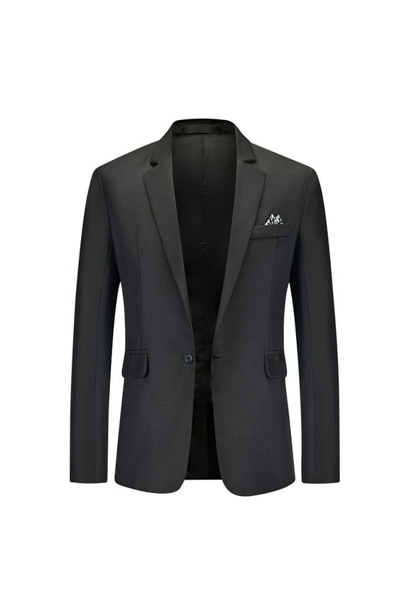 Deal of the Week Ofreoo Mens Coats Winter New Casual Slim Middle-aged Suit Long Sleeve Hoodless Casual Outwear & Jackets