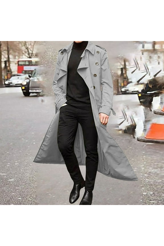 Deal of the Week Ofreoo Winter Jackets for Men Fashion Long Trench Warm Lapel Coat Business Casual Coat