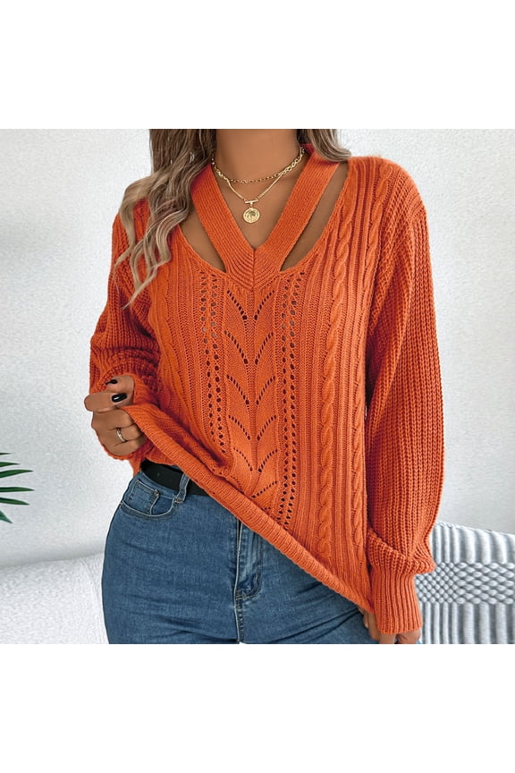 Deal of the Week Ofreoo Women's Casual V-Neck Button Hollowed Out Lantern Sleeve Top Winter Clothes for Women