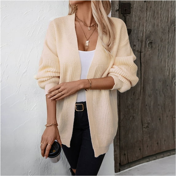 Deal of the Week Ofreoo Women's Fashion Loose Solid Colors Sweater Long Sleeve Cardigan Sweater Coat Fall Outfits for Women 2024