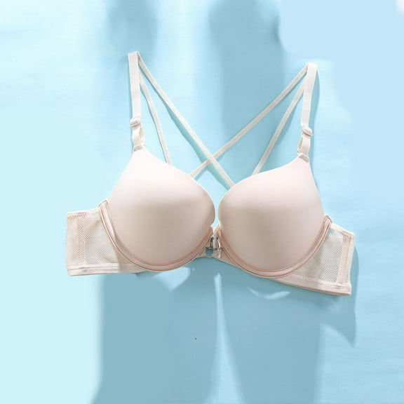 Deal of the Week Ofreoo Women's Push Up Front Closure Bra Thick Padded Seamless Criss-Cross Back Underwire Bra