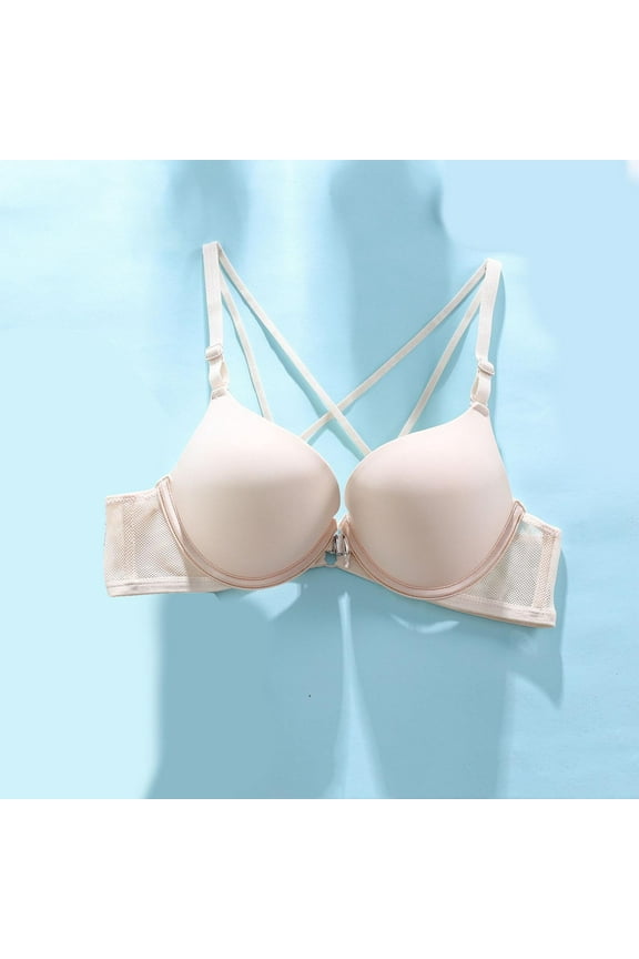 Deal of the Week Ofreoo Women's Push Up Front Closure Bra Thick Padded Seamless Criss-Cross Back Underwire Bra