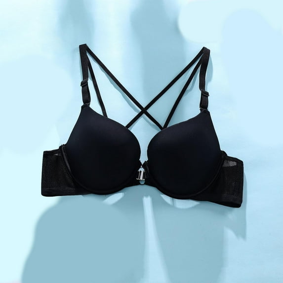 Deal of the Week Ofreoo Women's Push Up Front Closure Bra Thick Padded Seamless Criss-Cross Back Underwire Bra