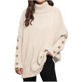 thumbnail image 1 of Deal of the Week Ofreoo Women's Solid Color Botton Fall And Winter Long Sleeve Fashion Pullover Sweater Tops Business Casual Outfits for Women, 1 of 4