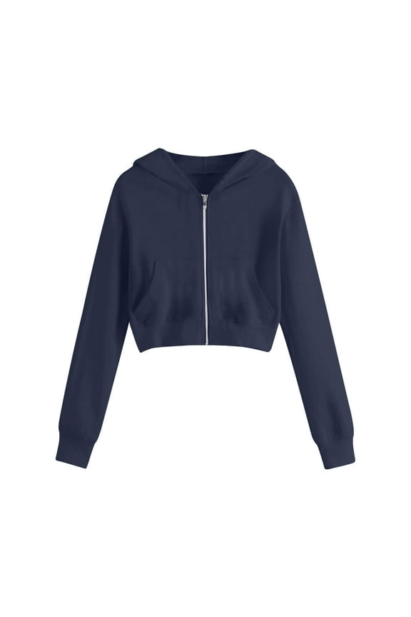 Deal of the Week Ofreoo Women's Solid Color Zipper Pockets Long Sleeve Hooded Casual Outwear Blouse Rain Coats for Women