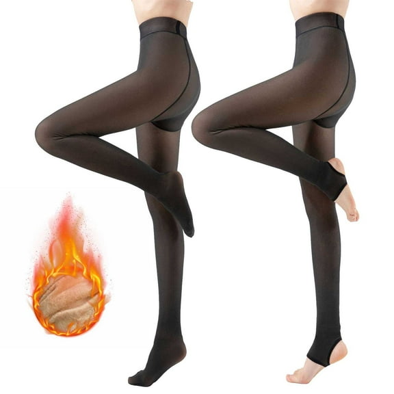 Deal of the Week Ofreoo Women's Winter Warm Fleece Lined Leggings - Thick Velvet Tights Thermal Translucent Pants Compression Socks for Women