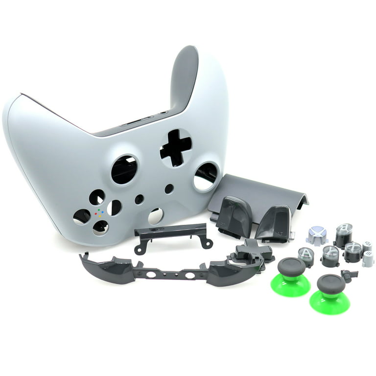 Deal4GO FULL Housing Shell kit w/ ABXY buttons Trigger Bumper Thumbsticks  set replacement for Xbox one Slim Wireless Controller 1708 (Grey/Green) 