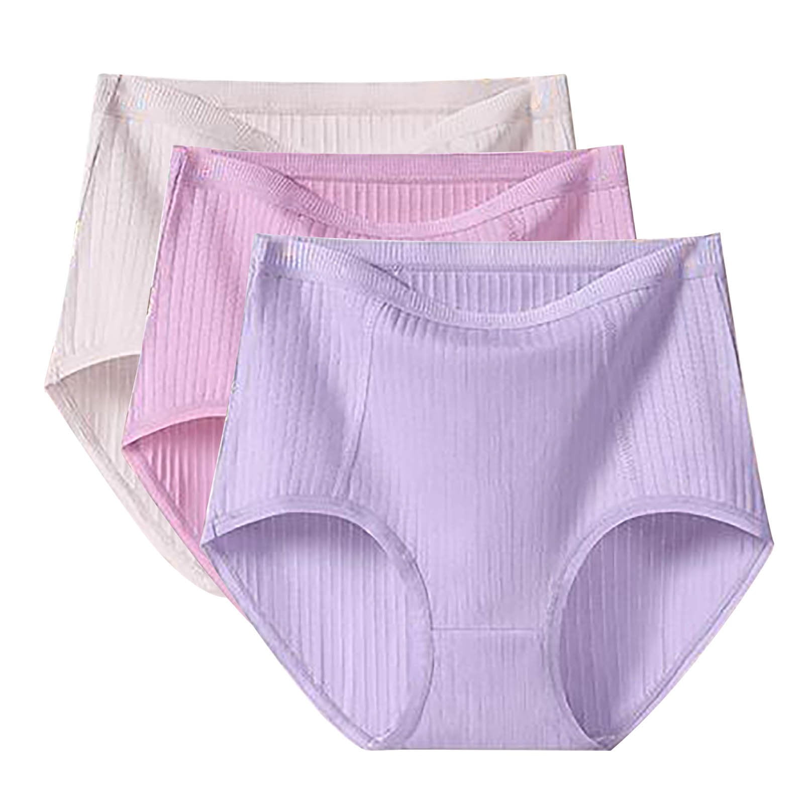 DealDjl 3PC Women's Plus Size Briefs XL 6XL High Waisted Briefs Ladies Underwear Full Coverage