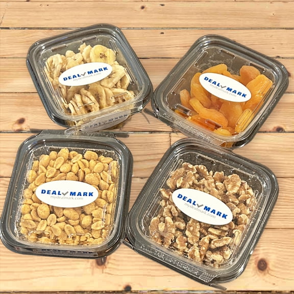 DealMark Snack & Share Charcuterie Board Starter - Walnut Halves, Dried Apricots, Banana Chips & Spicy Queso Peanuts