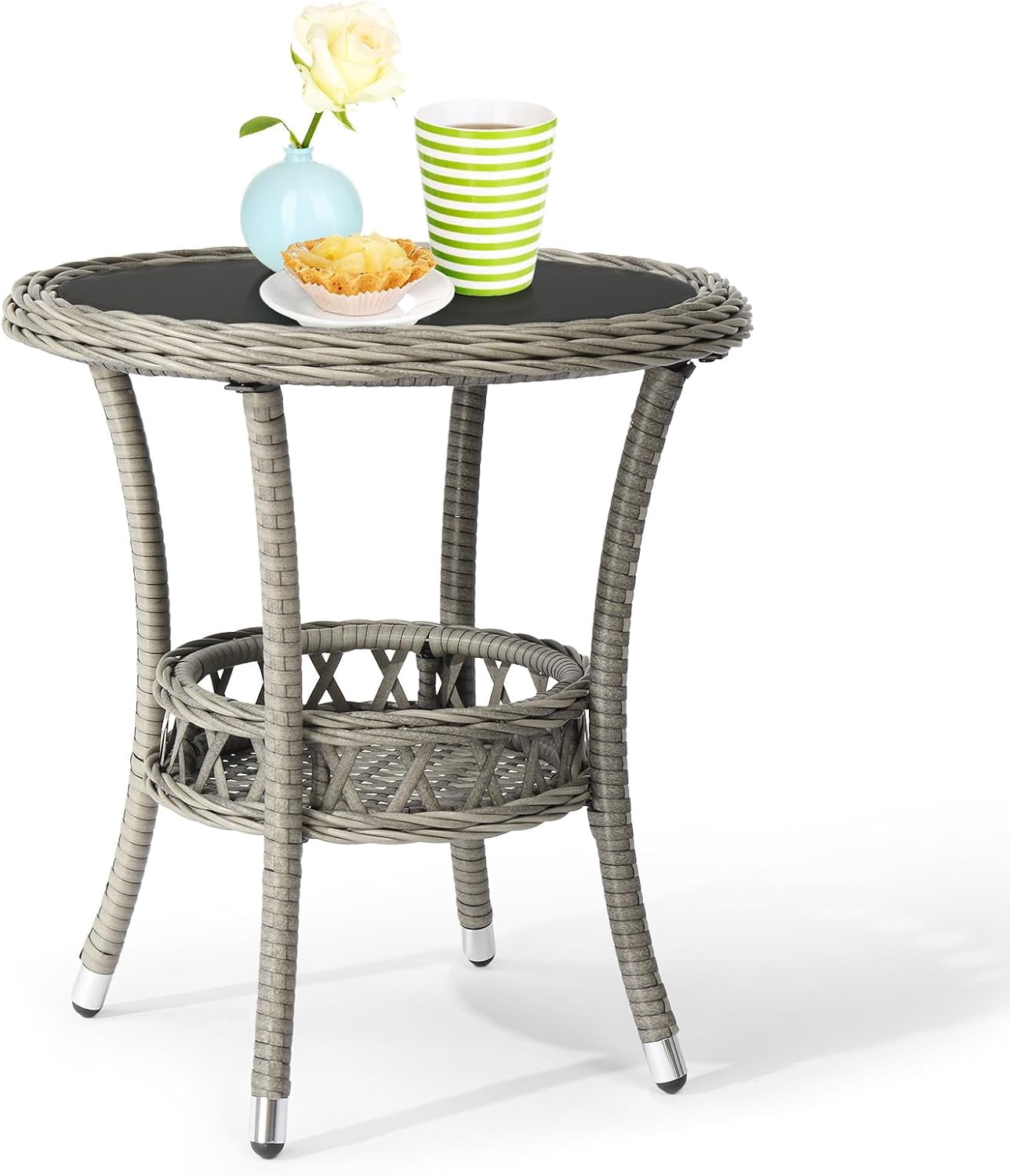 DealNest Outdoor Wicker Side Table, Patio Side Tables for Outside ...