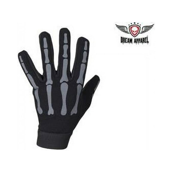 Dealer Leather GL2045-GREY-2XL Gray Mechanic Skeleton Gloves - 2XL