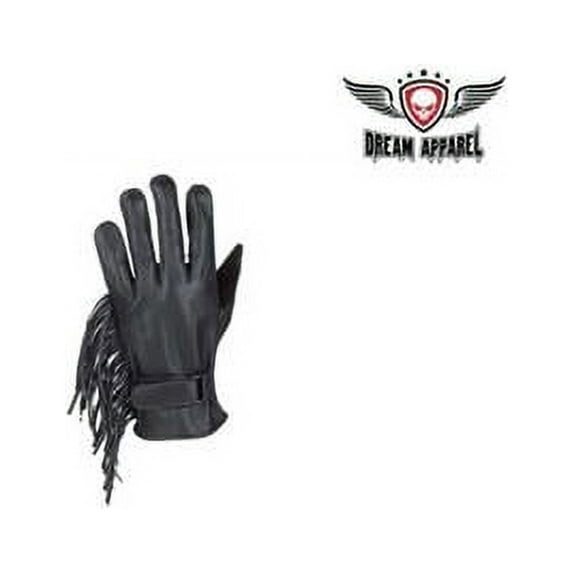 Dealer Leather GL2082-XS Womens Full Finger Leather Gloves with Stylish Fringes - Extra Small