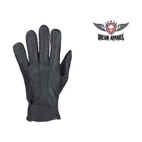 Dealer Leather GL2093-L Gloves with Airvet Holes, Cloth Hook & Eye - Large