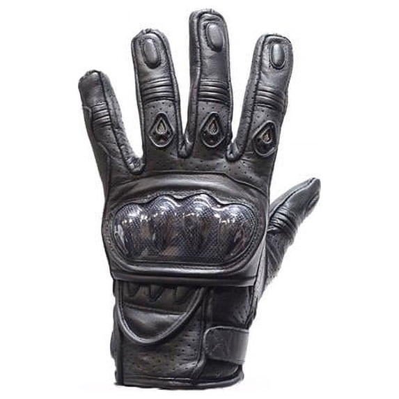 Dealer Leather GLZ36-BLK-XL Mens Padded Black Racing Gloves - Extra Large