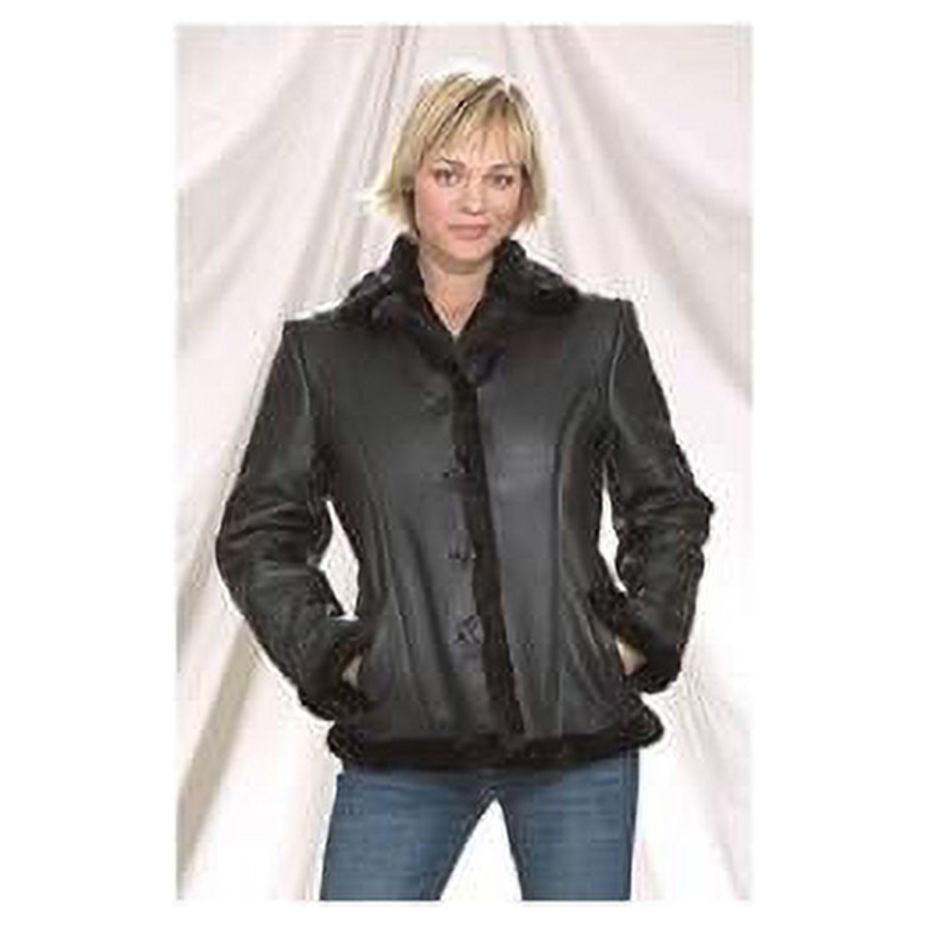 Dealer Leather L26-XS Ladies Faux Fur-Lined Leather Motorcycle Jacket - Extra Small - image 1 of 1