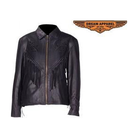 Dealer Leather LJ278-RC-XL Womens Black Rose Inlay Jacket - Extra Large