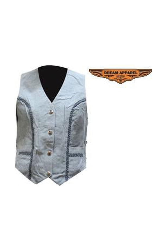 LV221-15-XL Womens Leather Vest with Laces on the Side - Extra Large