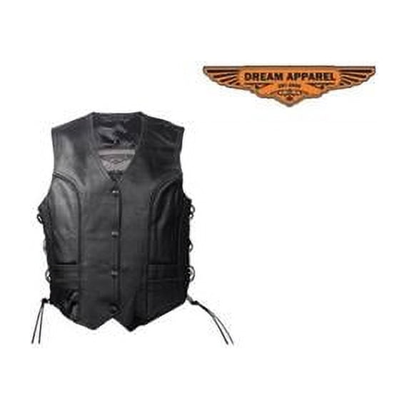 Dealer Leather LV221-RC-L Womens Vest with Laces on the Back Bottom of Vest - Large